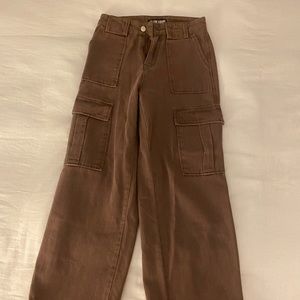Wide leg brown cargo pants